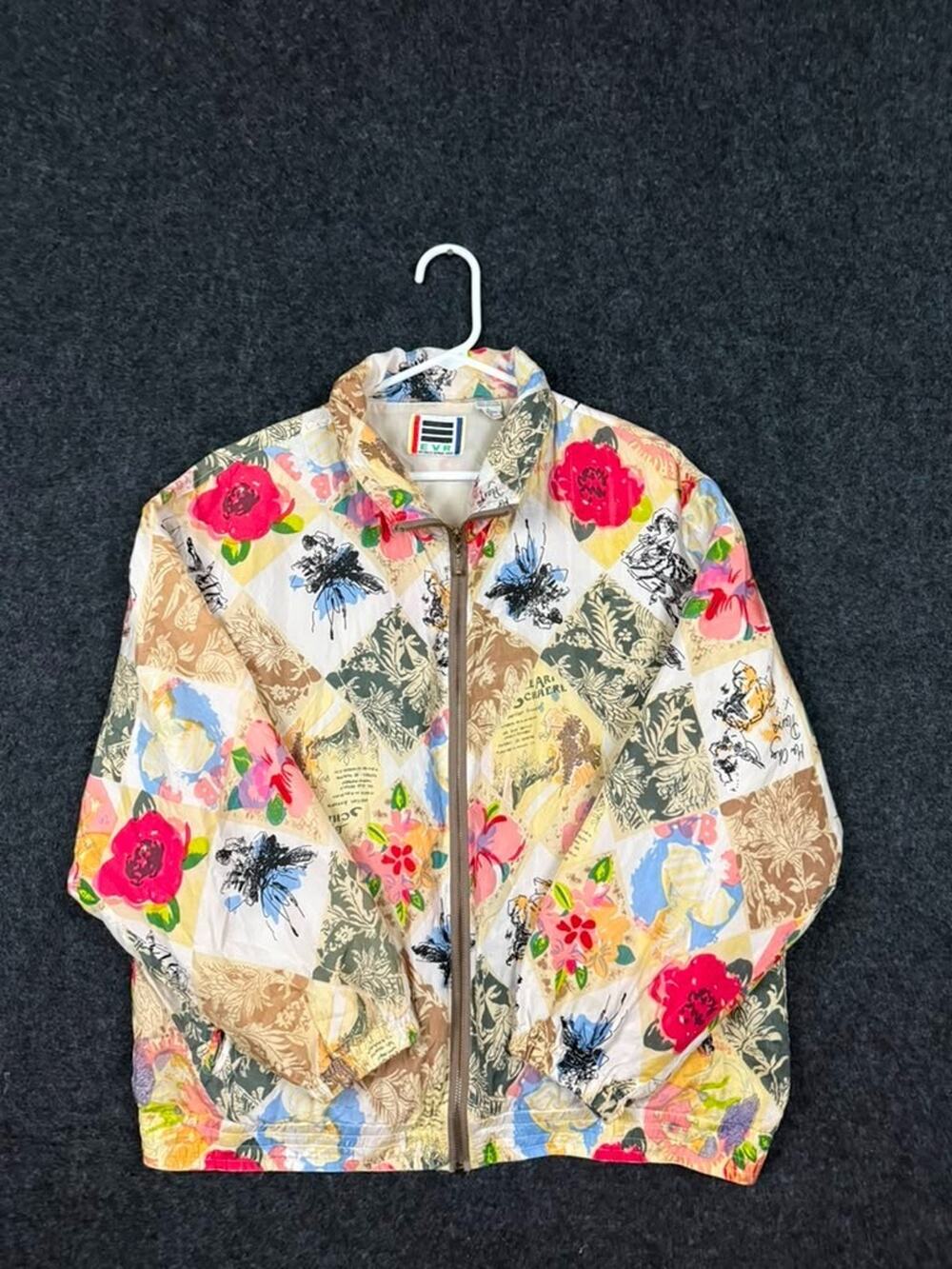 Vintage LEYR Floral Patchwork Print Full Zip Jacket Women's L Lightweight
